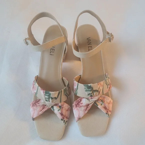 Vaneli Women's Liko Block Heel Floral Sandals in Honey Multi Flower Sz 8.5 - Picture 3 of 7